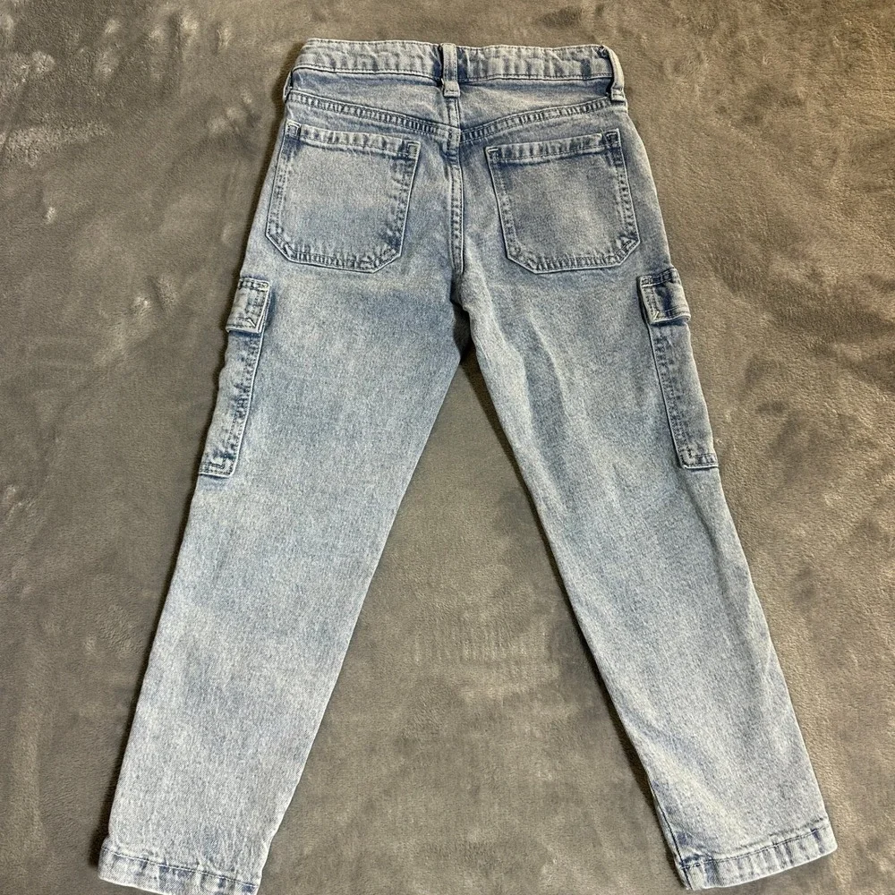 Gap Kids Girls Size 8 Girlfriend Fit Cargo Jeans Light Wash Denim Utility Pants